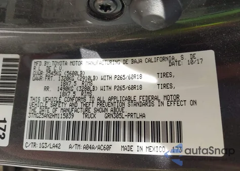 2017 Toyota Tacoma Limited from USA, damaged, VIN 3TMGZ5AN2HM115039